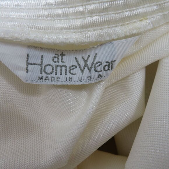 Vintage 70s At Home Wear Dressing Gown Robe M White Full Length Belted Pockets - Picture 10 of 10